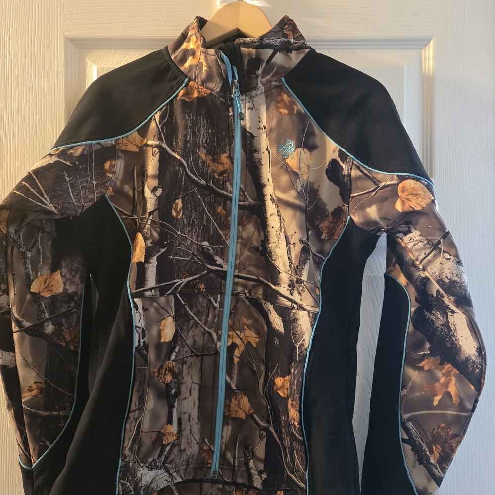 Legendary Whitetails Women's Camo Jacket with Black and Blue Accents
